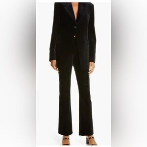 Frame Black Velvet Blazer and Mini Boot Velvet Pants Suit Set